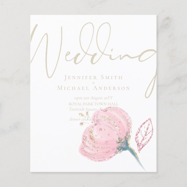 Elegant Rose Gold Modern Wedding Sparkle (Front)