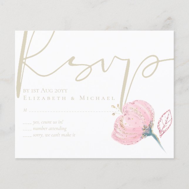 Elegant Rose Gold Modern Wedding Sparkle (Front)