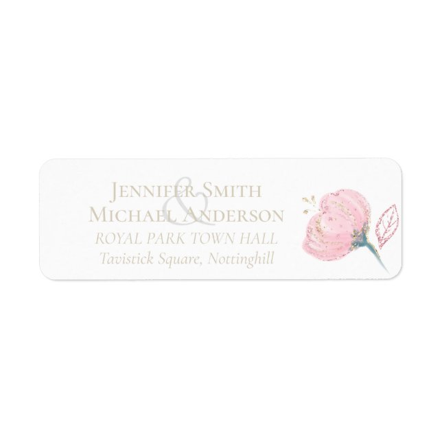 Elegant Rose Gold Modern Wedding Sparkle Label (Front)