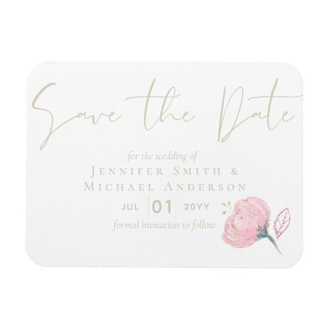 Elegant Rose Gold Modern Wedding Sparkle Magnet (Horizontal)