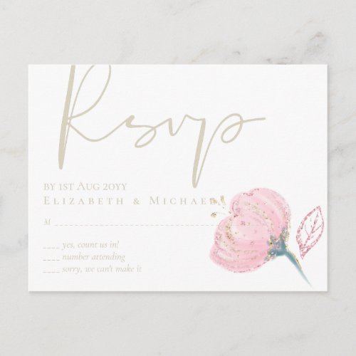 Elegant Rose Gold Modern Wedding Sparkle Postcard