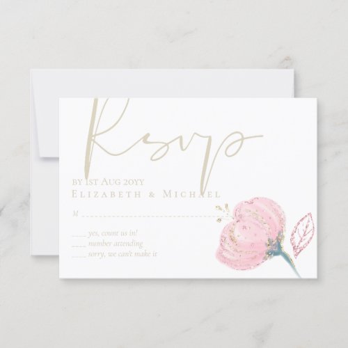 Elegant Rose Gold Modern Wedding Sparkle RSVP Card