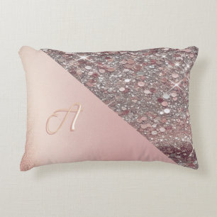 Elegant Rose Gold Monogram Accent Pillow