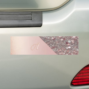 Elegant Rose Gold Monogram  Bumper Sticker