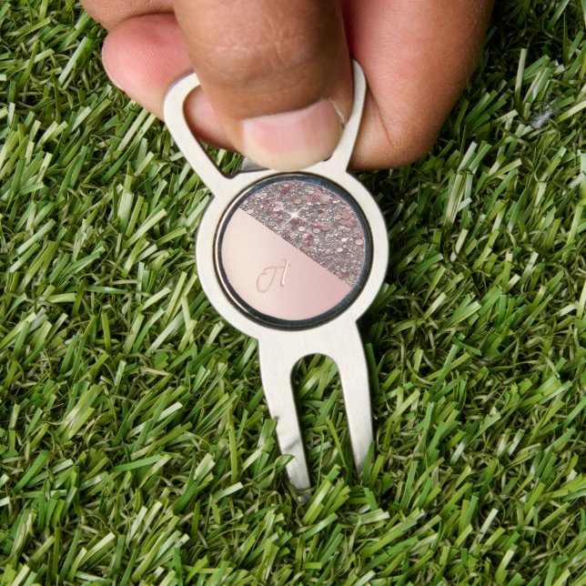 Elegant Rose Gold Monogram Button Divot Tool (Insitu 1)