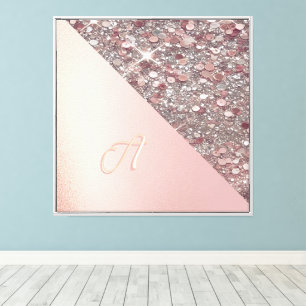 Elegant Rose Gold Monogram Canvas Print