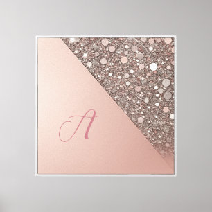Elegant Rose Gold Monogram Canvas Print