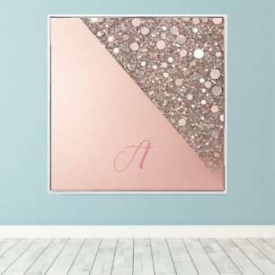 Elegant Rose Gold Monogram Canvas Print