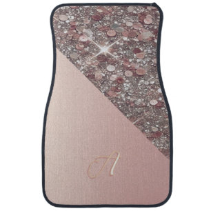 Elegant Rose Gold Monogram Car Floor Mat