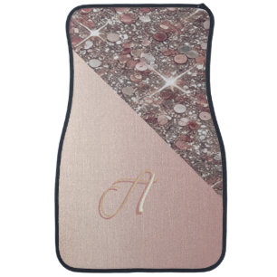 Elegant Rose Gold Monogram Car Floor Mat