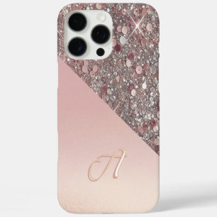 Elegant Rose Gold Monogram iPhone 16 Pro Max Case