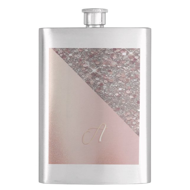 Elegant Rose Gold Monogram Classic Flask (Front)