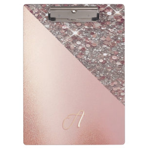 Elegant Rose Gold Monogram Clipboard