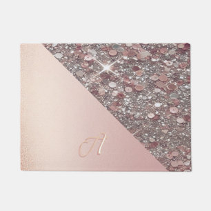 Elegant Rose Gold Monogram Doormat