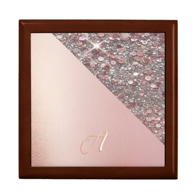 Elegant Rose Gold Monogram Gift Box (Front)