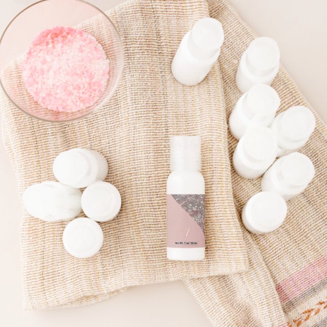 Elegant Rose Gold Monogram Hand Lotion (Laydown)