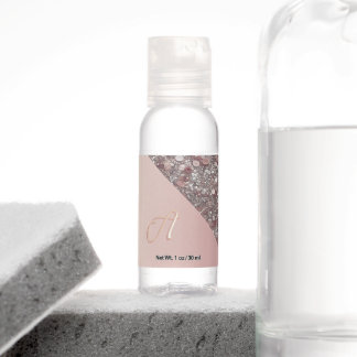 Elegant Rose Gold Monogram Hand Sanitizer