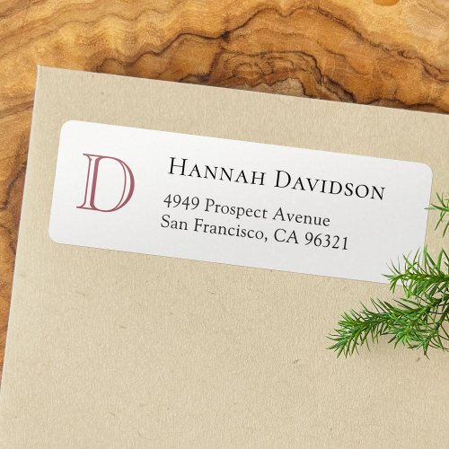 Elegant Rose Gold Monogram Initial Return Address Label