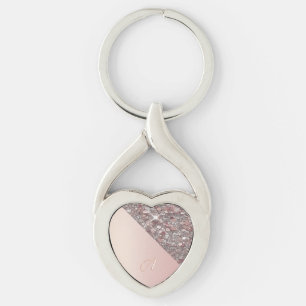 Elegant Rose Gold Monogram Keychain