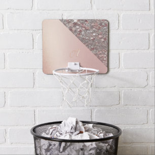Elegant Rose Gold Monogram Mini Basketball Hoop
