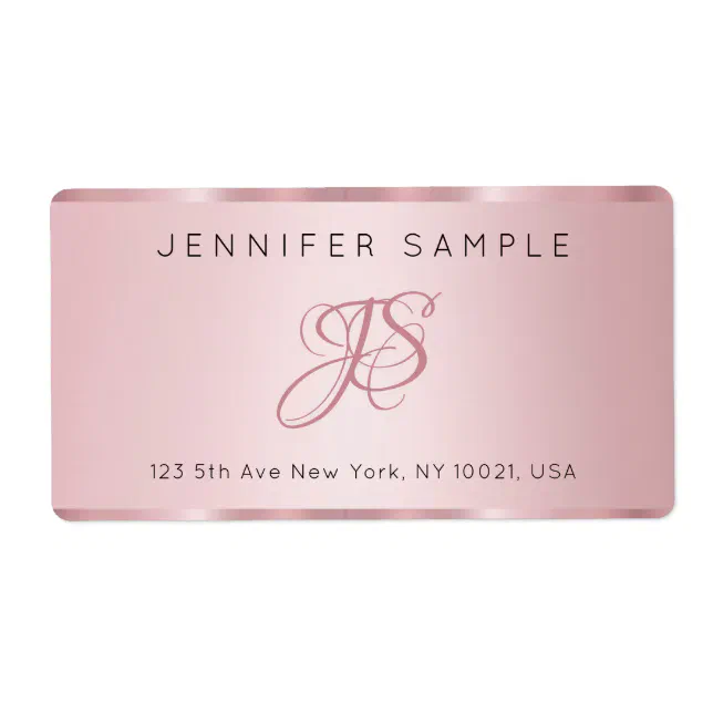 Elegant Rose Gold Monogram Modern Simple Template Label | Zazzle