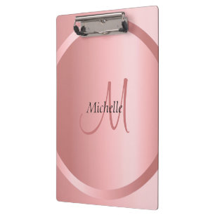 Elegant Rose Gold Monogram Modern Template Clipboard