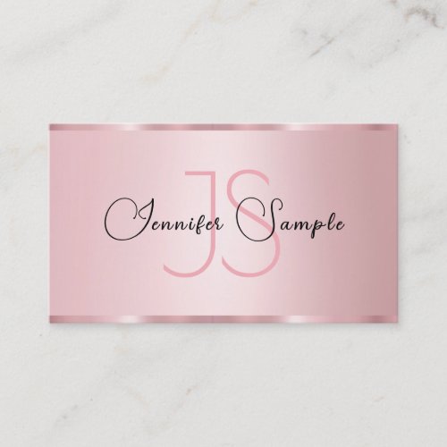 Elegant Rose Gold Monogram Modern Typography Business Card