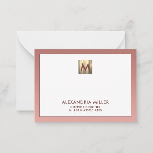 Elegant Rose Gold Monogram Note Card