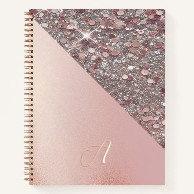 Elegant Rose Gold Monogram Notebook (Front)