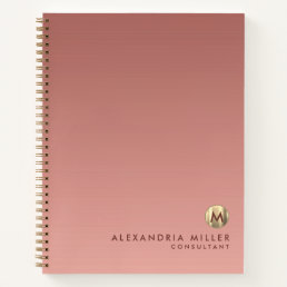 Elegant Rose Gold Monogram Notebook
