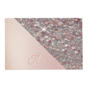 Elegant Rose Gold Monogram Placemat