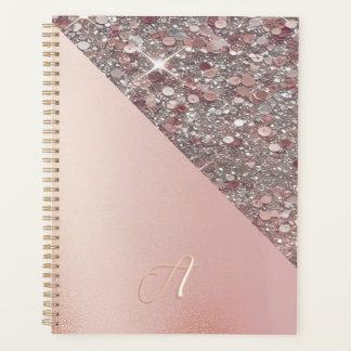 Elegant Rose Gold Monogram Planner
