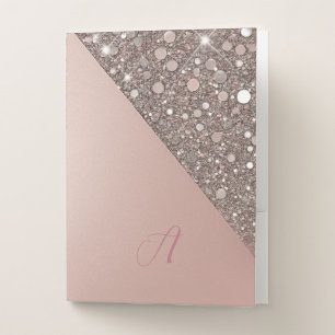 Elegant Rose Gold Monogram Pocket Folder