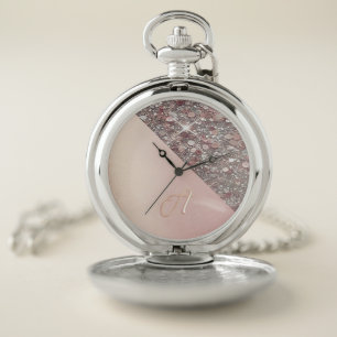Elegant Rose Gold Monogram Pocket Watch
