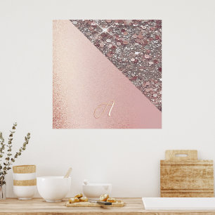 Elegant Rose Gold Monogram Poster
