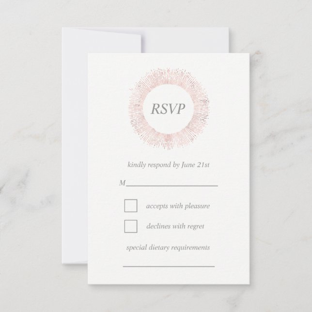 Elegant rose gold monogram RSVP card (Front)