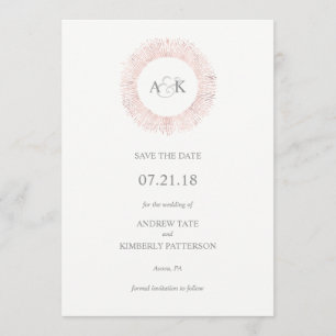 Elegant rose gold monogram save the date