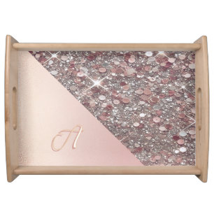 Elegant Rose Gold Monogram Serving Tray