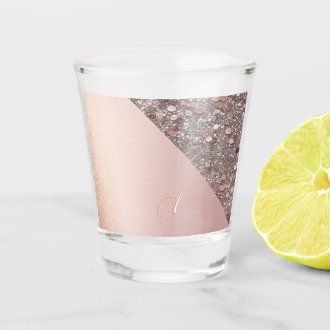 Elegant Rose Gold Monogram Shot Glass (Front)
