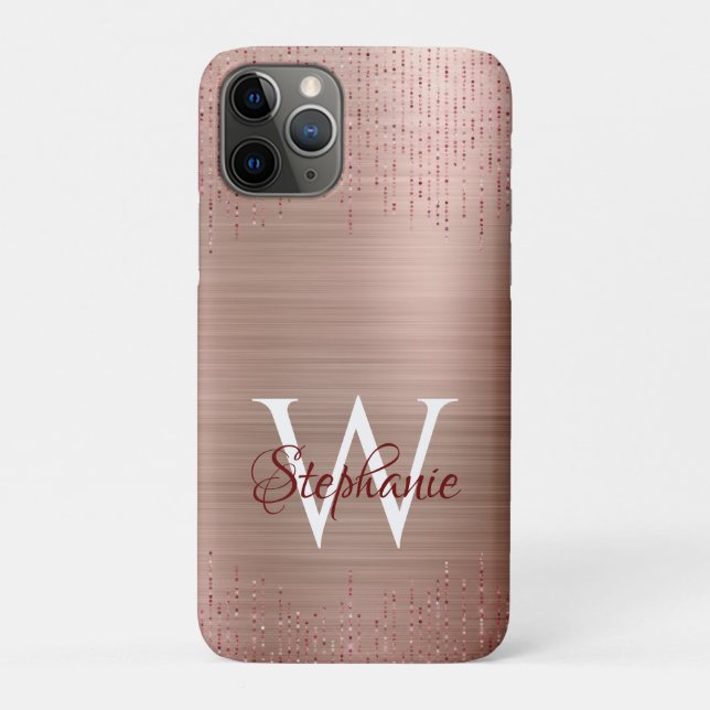 Elegant Rose Gold Monogram Sparkle Case-Mate iPhone Case (Back)