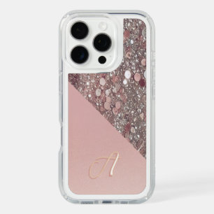 Elegant Rose Gold Monogram iPhone 16 Pro Case