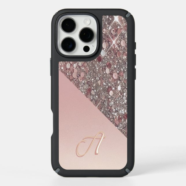 Elegant Rose Gold Monogram Speck iPhone Case (Front)