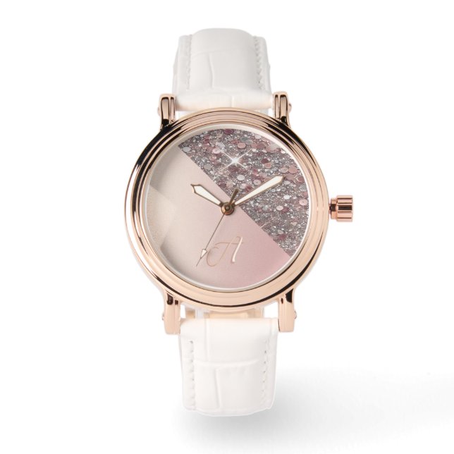 Elegant Rose Gold Monogram Watch (Front)