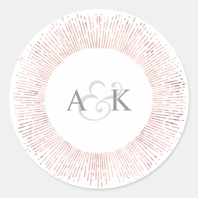 Elegant rose gold monogram wedding favor sticker (Front)