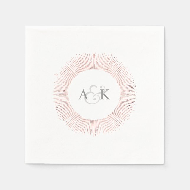 Elegant rose gold monogram wedding napkins (Front)
