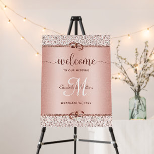 Elegant Rose Gold Monogram Wedding Welcome Foam Board