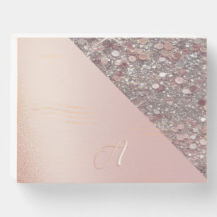 Elegant Rose Gold Monogram Wooden Box Sign
