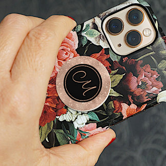 Elegant Rose Gold Monogrammed PopSocket