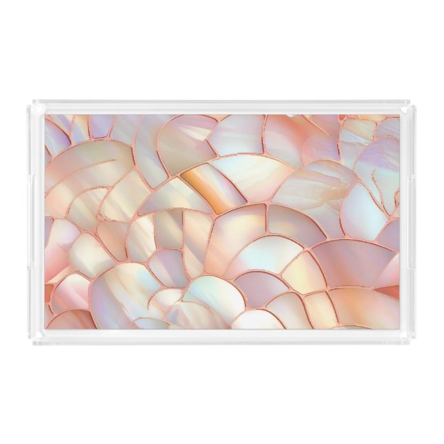 Elegant rose gold mother of pearl  acrylic tray (Front)