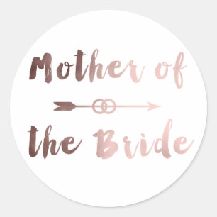 elegant rose gold mother of the bride arrow ring classic round sticker